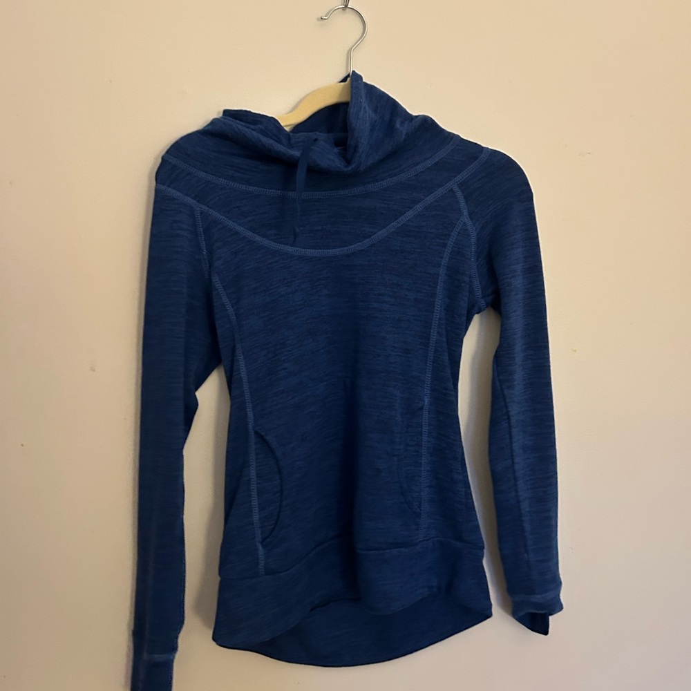 Blue Hooded Pullover Sweater